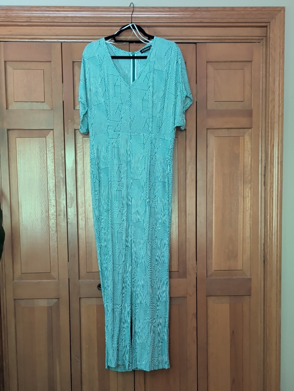 89th And Madison Geometric Green Patterned Resort Vacation Romper